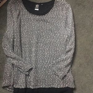 Blouse with sheer black under layer